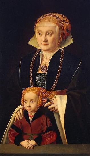 Barthel Bruyn Portrait of a Lady with her daughter oil painting image